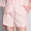Stripe high-waisted oxford shorts