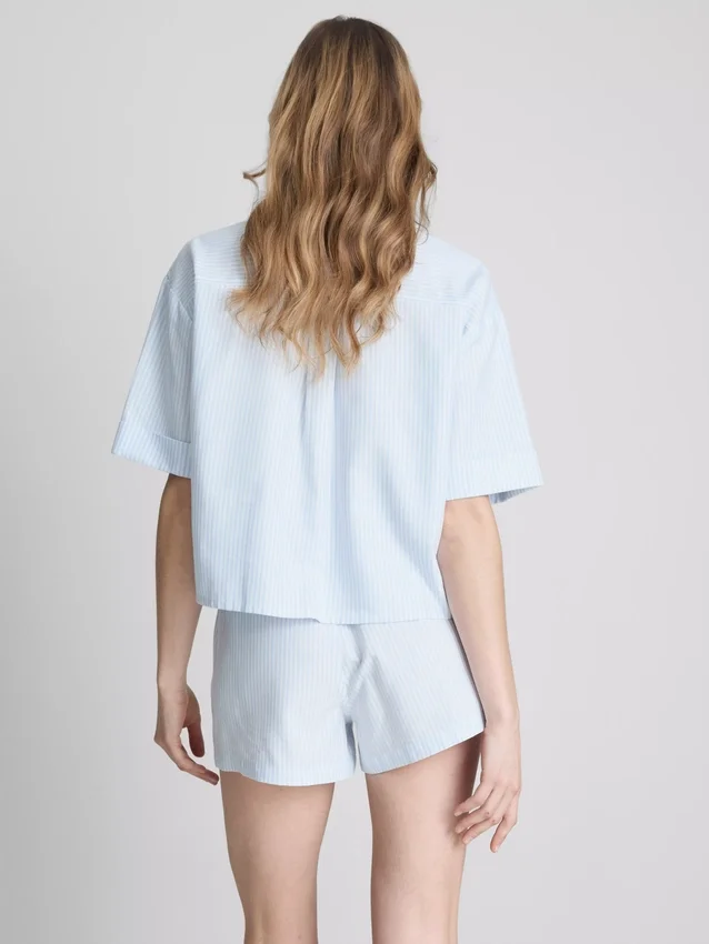 Stripe high-waisted oxford shorts