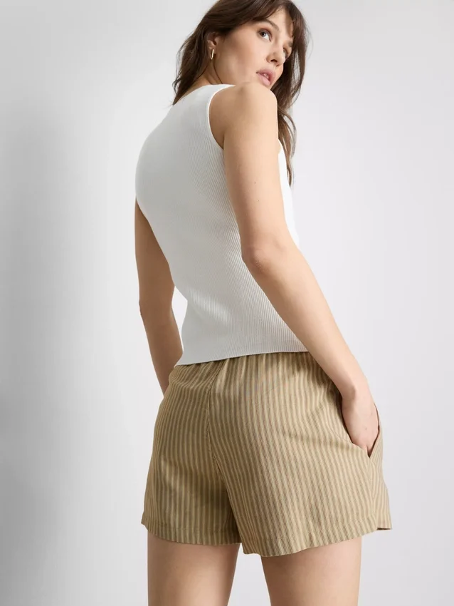 Stripe high-waisted oxford shorts