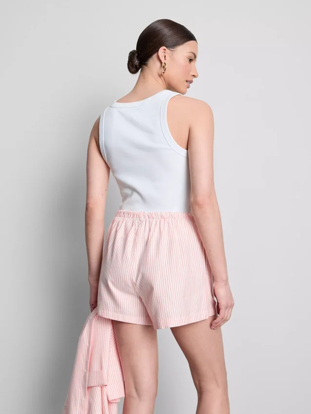 Stripe high-waisted oxford shorts