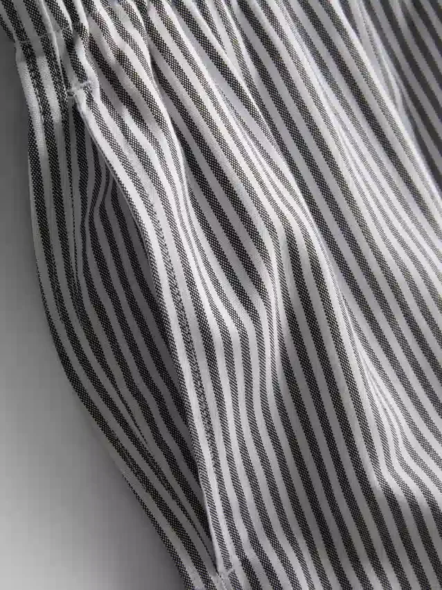 Stripe high-waisted oxford shorts
