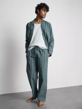 Stripe poplin long pajamas