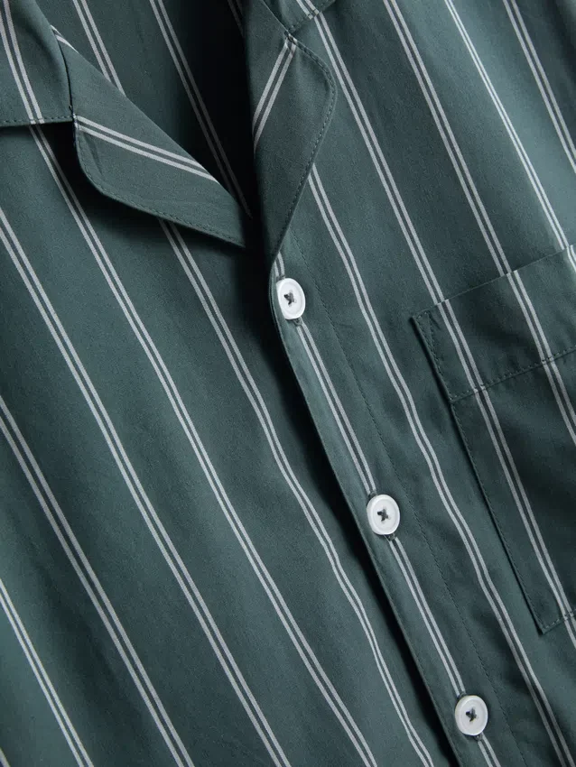 Stripe poplin long pajamas