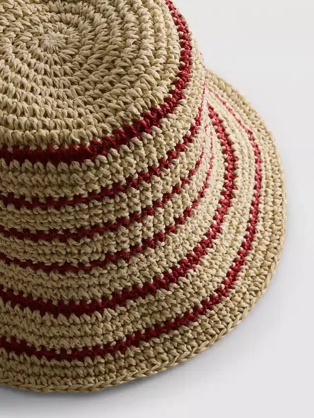 Stripe woven bucket hat