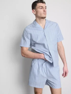 Striped button-up pajama shirt