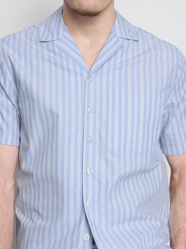 Striped button-up pajama shirt