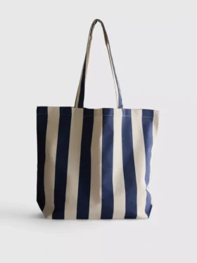 Striped canvas tote bag