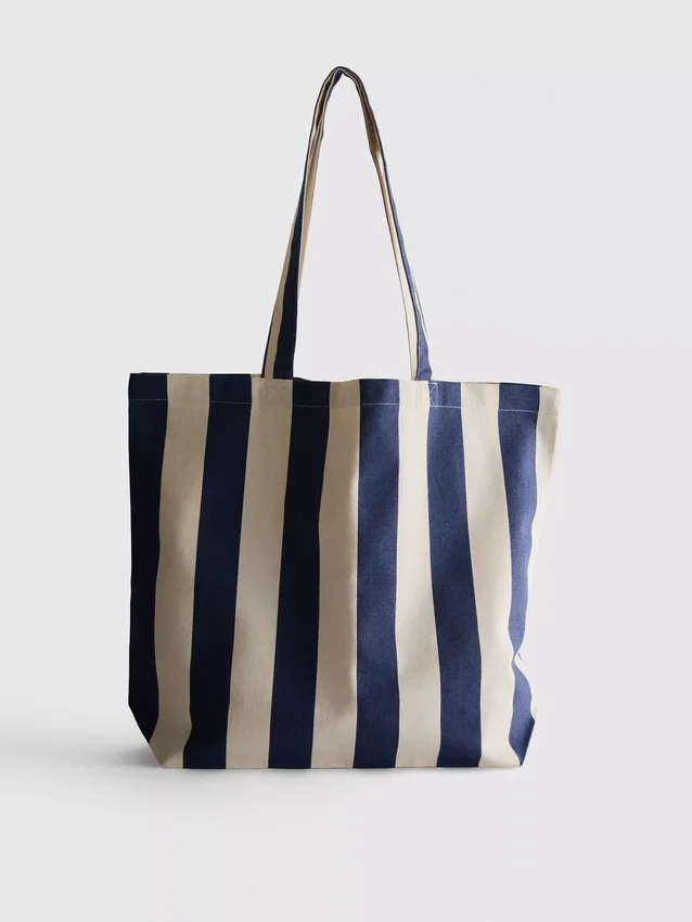 Striped canvas tote bag