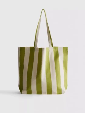 Striped canvas tote bag