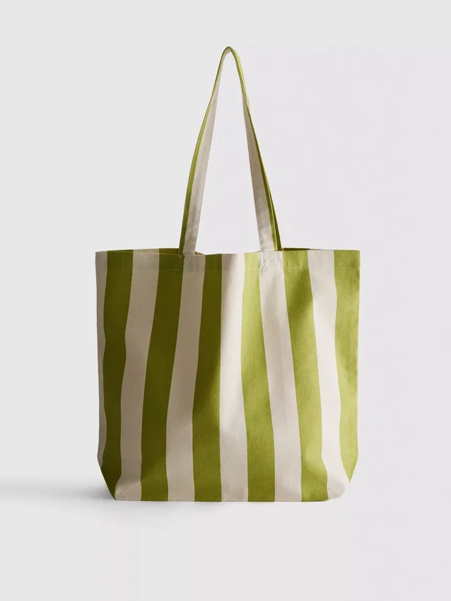 Striped canvas tote bag