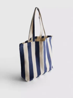 Striped canvas tote bag