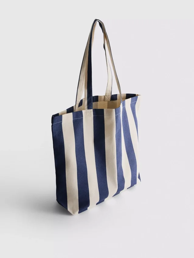 Striped canvas tote bag