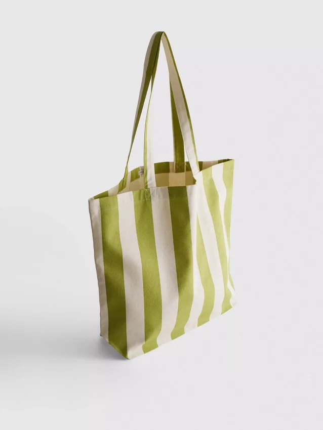 Striped canvas tote bag