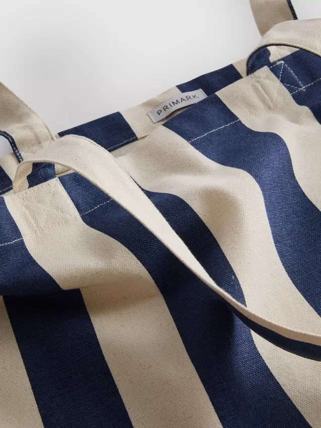 Striped canvas tote bag