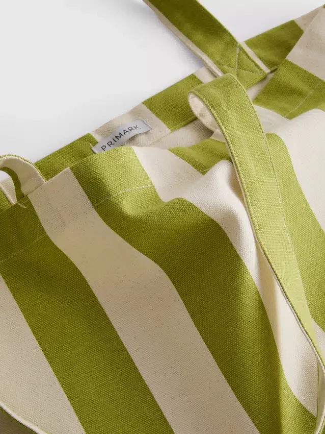 Striped canvas tote bag
