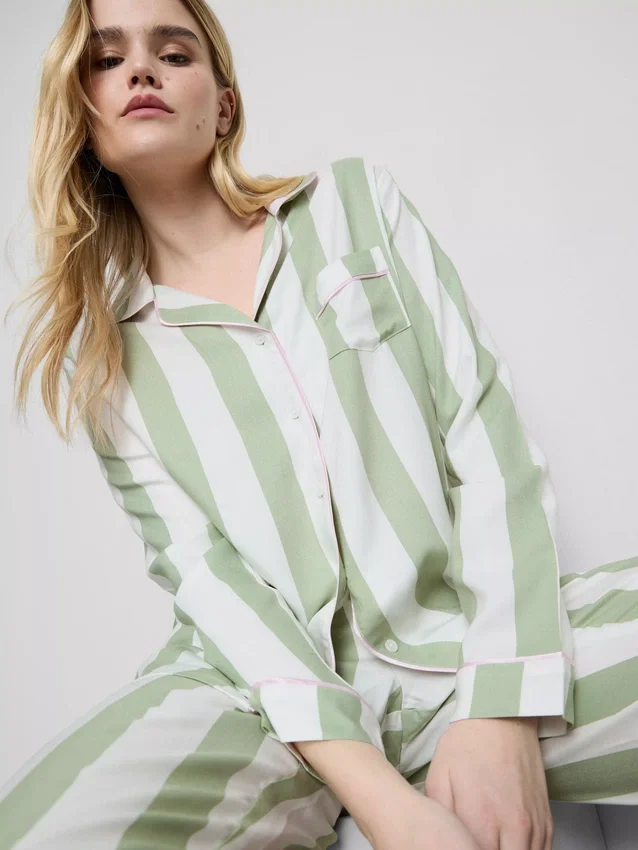 Striped cotton boyfriend pajamas