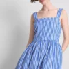 Striped embroidered maxi dress