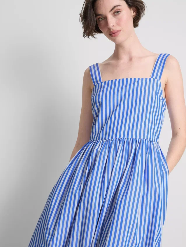 Striped embroidered maxi dress