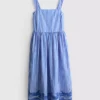 Striped embroidered maxi dress