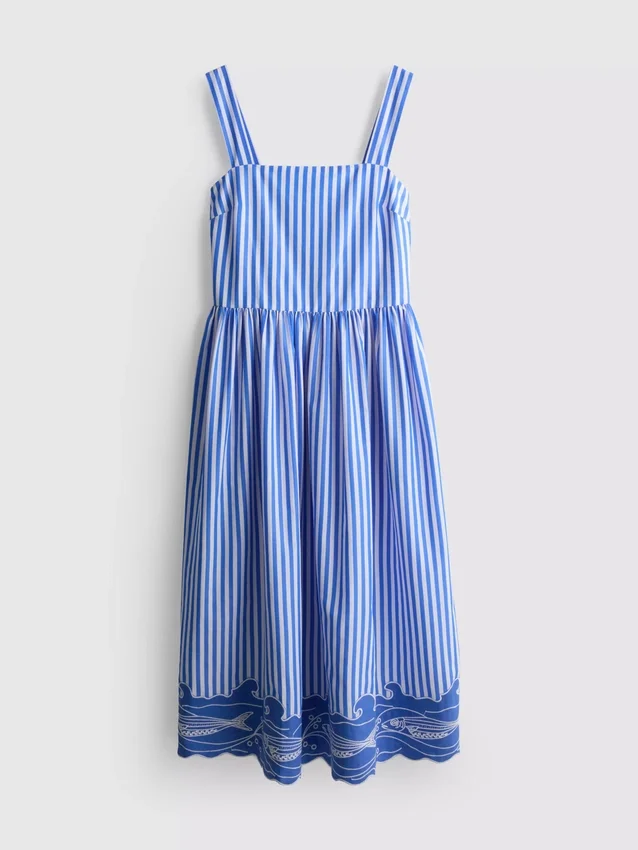 Striped embroidered maxi dress