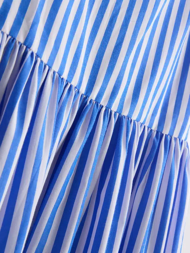Striped embroidered maxi dress