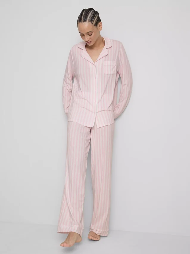 Striped jersey boyfriend pajamas