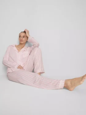 Striped jersey boyfriend pajamas