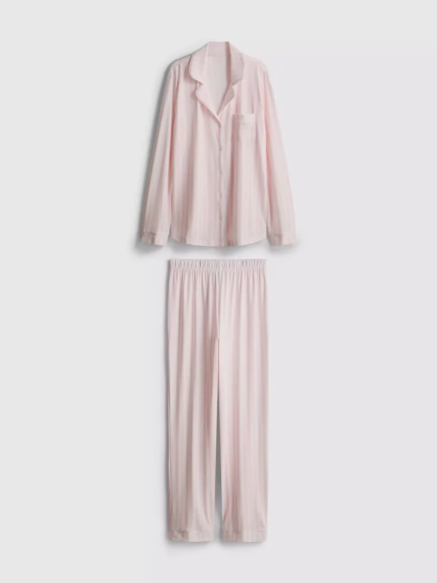 Striped jersey boyfriend pajamas