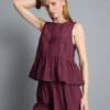 Striped peplum hem tank top