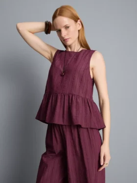 Striped peplum hem tank top