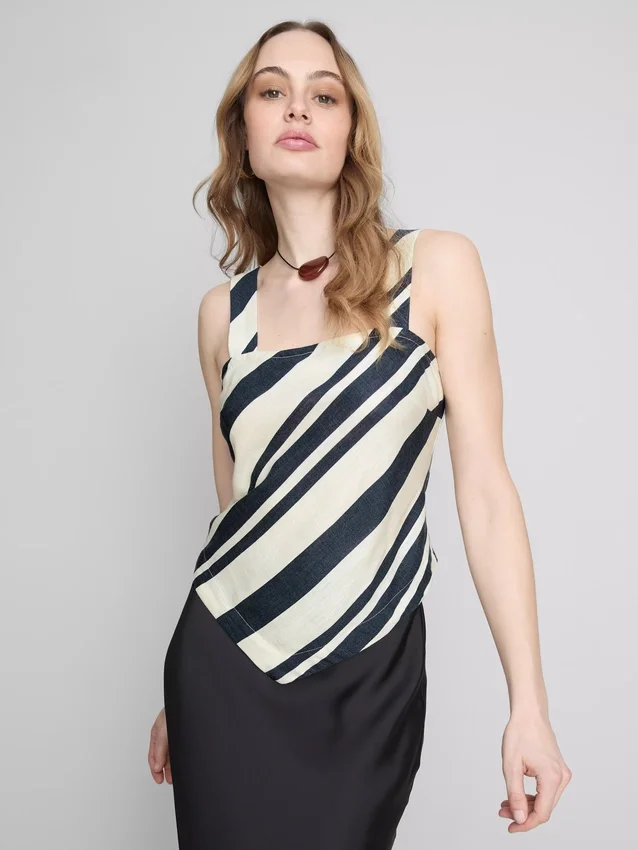 Striped pointed hem blouse