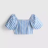 Striped puff sleeve bardot top