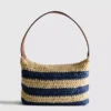 Striped raffia shoulder bag