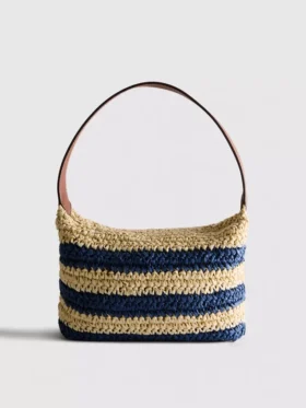 Striped raffia shoulder bag