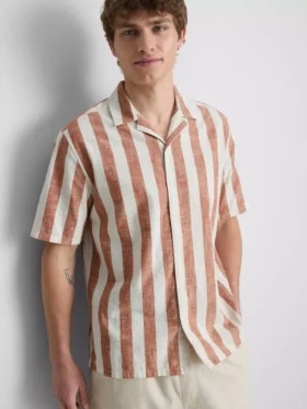 Striped revere collar shirt