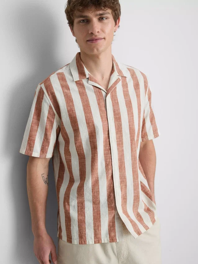 Striped revere collar shirt