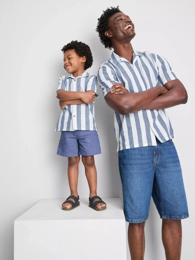 Striped revere collar shirt