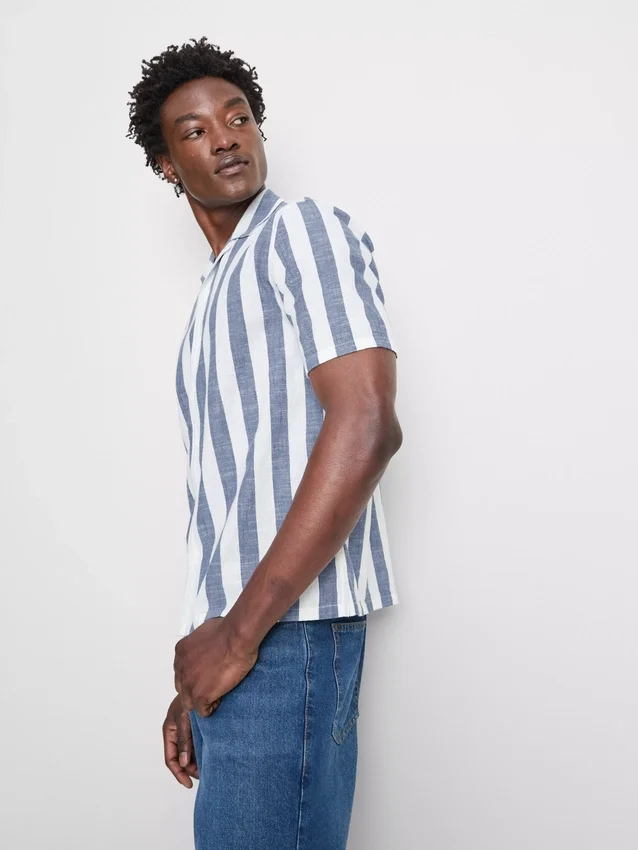 Striped revere collar shirt