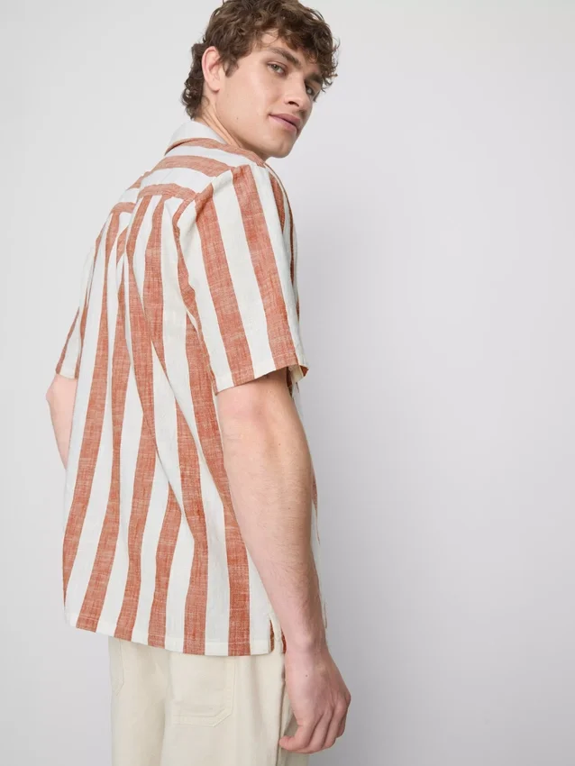 Striped revere collar shirt