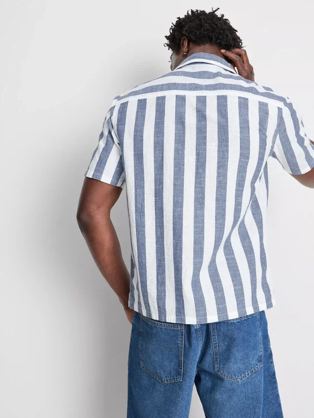 Striped revere collar shirt