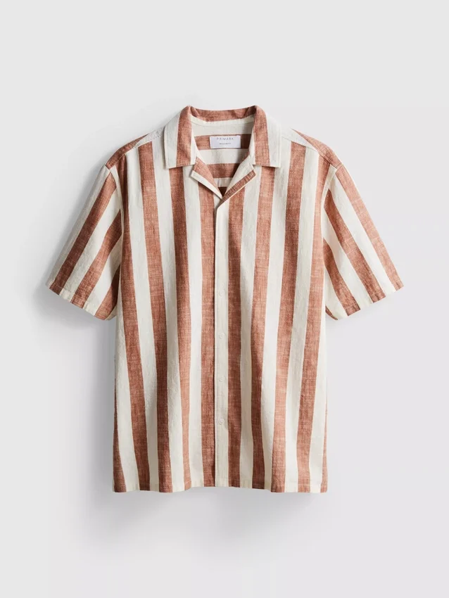 Striped revere collar shirt