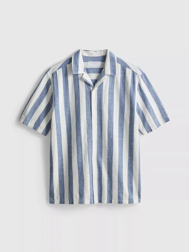 Striped revere collar shirt