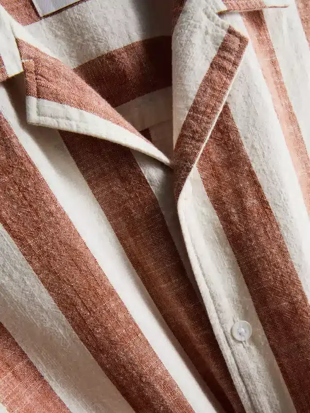Striped revere collar shirt