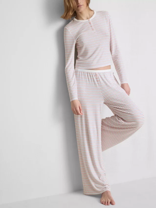 Striped ribbed pajama bottoms
