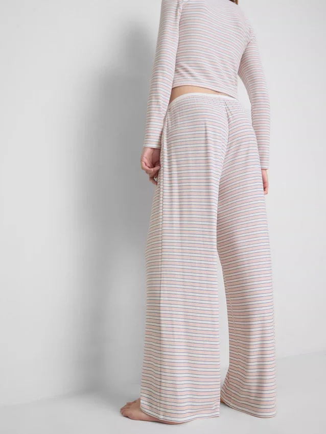 Striped ribbed pajama bottoms