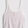 Striped ribbed pajama cami top