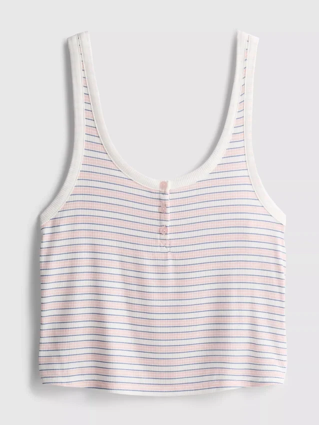 Striped ribbed pajama cami top