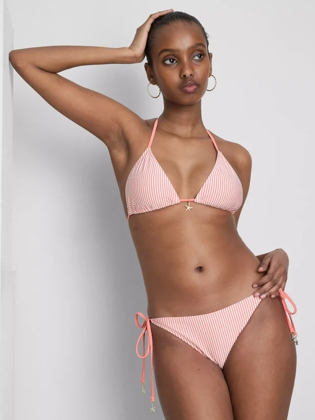 Striped starfish triangle bikini top