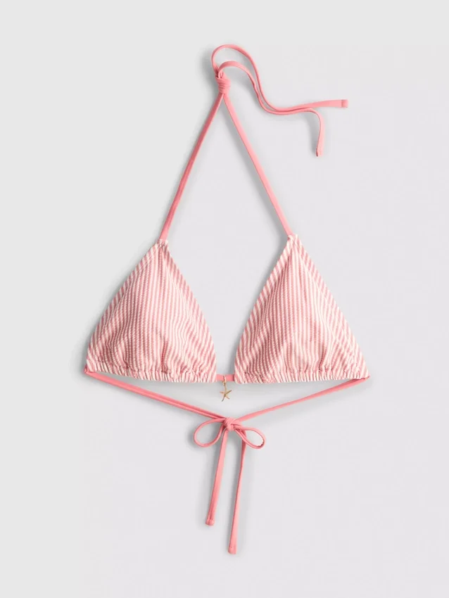 Striped starfish triangle bikini top