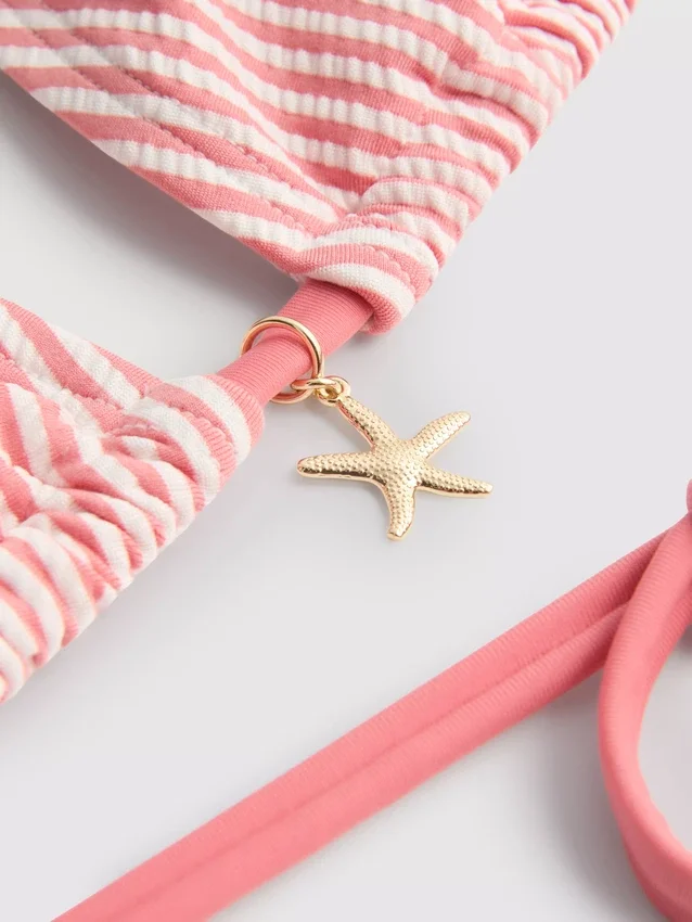 Striped starfish triangle bikini top
